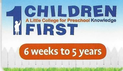 A banner with the words children first and six weeks to five years.